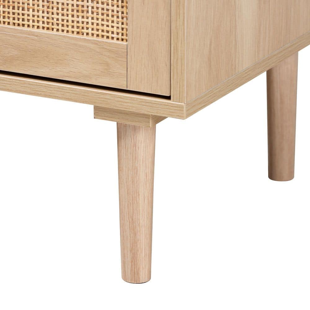 Harrison Natural Wood and Rattan 3-Drawer Buffet Sideboard