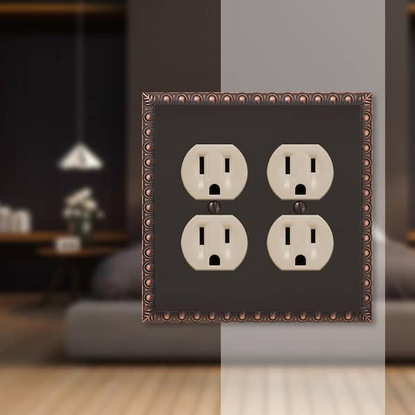 Antiquity 2 Gang Duplex Metal Wall Plate - Aged Bronze