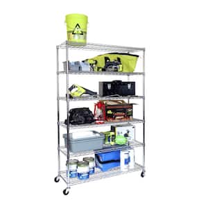 UltraDurable Zinc 6-Tier Rolling Stainless Steel Wire Garage Storage Shelving Unit (48 in. W x 72 in. H x 18 in. D)