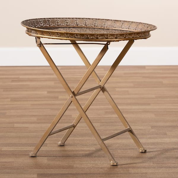 gold folding tray table