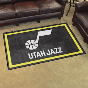 Utah Jazz Black 4 ft. x 6 ft. Plush Area Rug