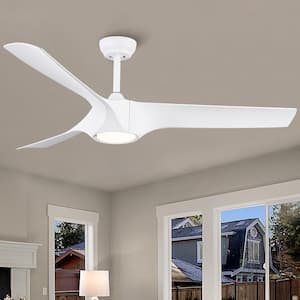 Elegant 56 in. Indoor Matte White Ceiling Fan with Light, DC Motor and Remote Control Included
