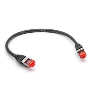 1 ft. Cat 6A 10 GBPS Professional Grade SSTP 26 AWG Patch Cable, Black