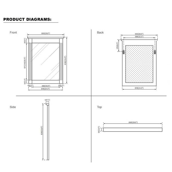 ANGELES HOME 2-Piece 26 in. W x 33 in. H Medium Rectangular ANGELES HOME 2-Piece 26 in. W x 33 in. H Medium Rectangular