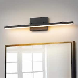 Willow 1-Light 24 in. Modern Black Linear Dimmable Integrated LED Bathroom Vanity Light Rotatable Wall Sconces