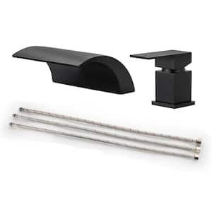 Single-Handle Deck Mount Roman Tub Faucet, Wide WaterFall Shower Faucet with Easy to Install in Matte Black