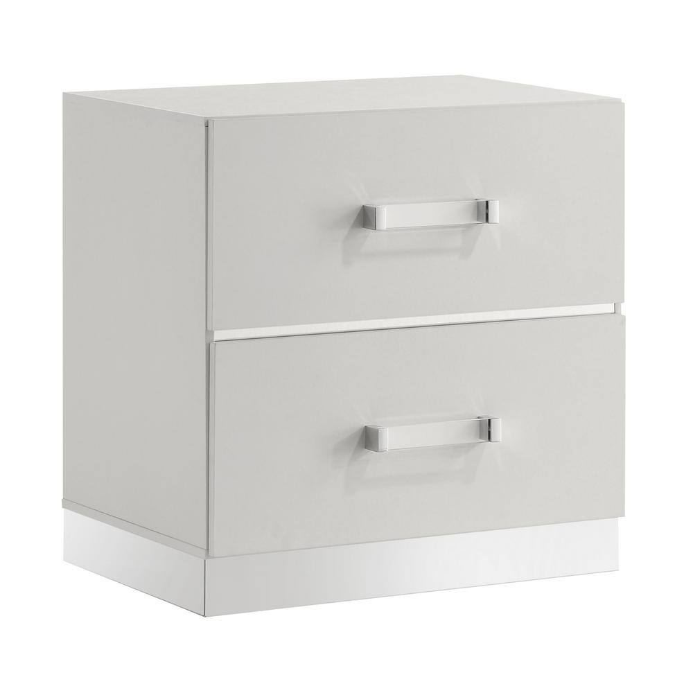 Europa White Queen Panel Bed Set with Dresser, Mirror, Nightstands