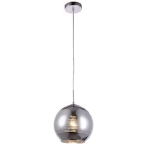 Timeless Home Ramos 1-Light Pendant in Chrome with 9.5 in. W x 9.5 in. H Glass Shade
