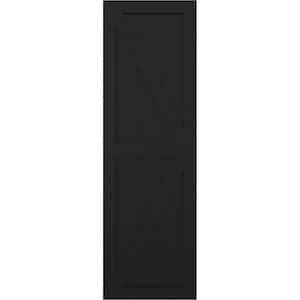 12 in. x 36 in. True Fit PVC 2-Equal Panel Farmhouse Fixed Mount Board and Batten Shutters Pair with Z-Bar in Black