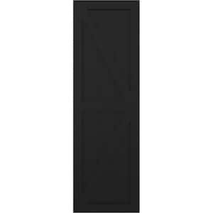 15 in. x 51 in. True Fit PVC Two Equal Panel Farmhouse Fixed Mount Board and Batten Shutters w/Z-Bar Pair in Black