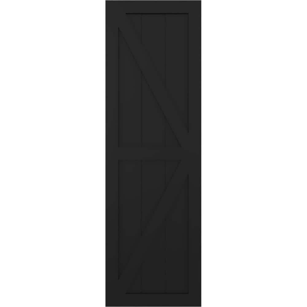 18 in. x 60 in. True Fit PVC Two Equal Panel Farmhouse Fixed Mount Board and Batten Shutters with Z-Bar Pair in Black price history on PriceWatchPro