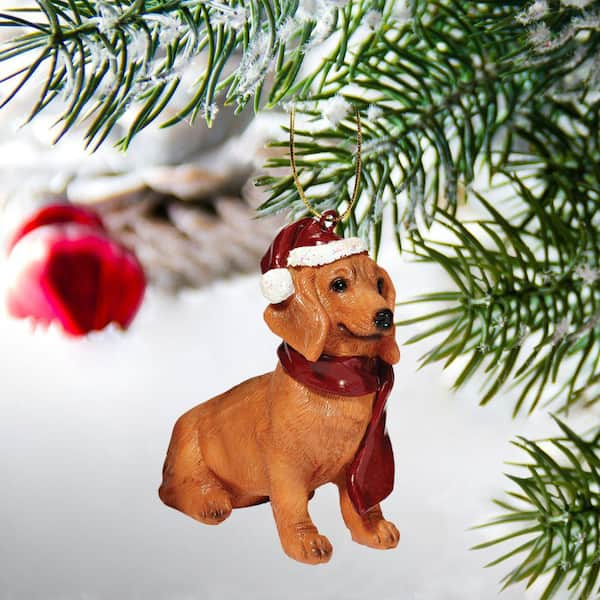 Design Toscano 3.5 in. Dachshund Holiday Dog Ornament Sculpture