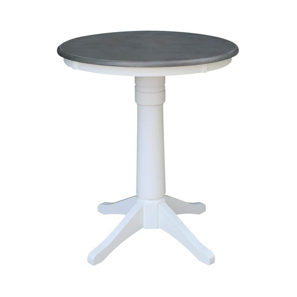 International Concepts 30 in. Round White/Heather Gray Solid Wood Counter Height Dining Table