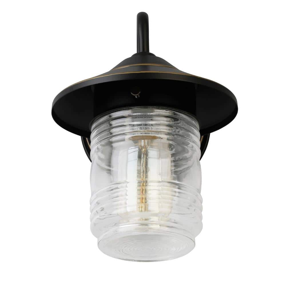 Oil-Rubbed Bronze Jelly Jar 8.75'' Dimmable Sconce with Clear Ribbed Glass