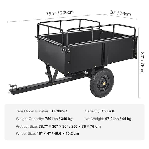 SVOPES 750 15 Eavy Duty ATV Trailer Steel Dump Cart