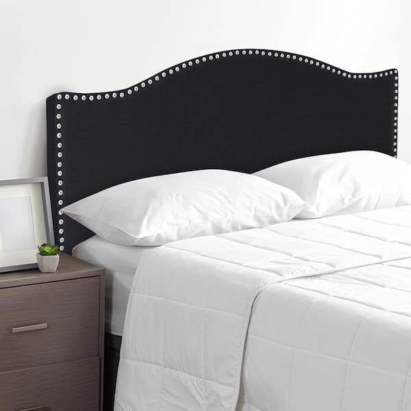 Black Headboards for Queen Size Bed, Upholstered Nail Head Bed Headboard, Height Adjustable Queen Headboard