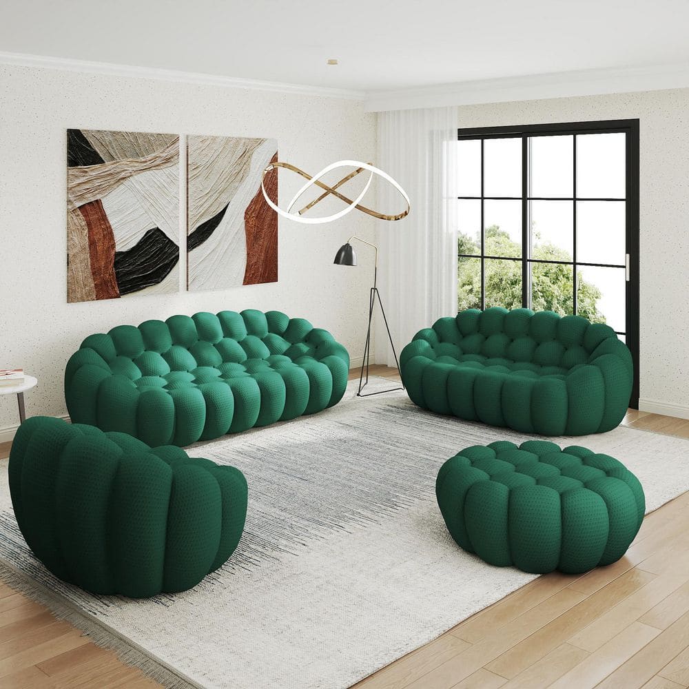 Magic Home Modern 4-Piece Green Mesh Fabric Lazy Floor Bean Bag