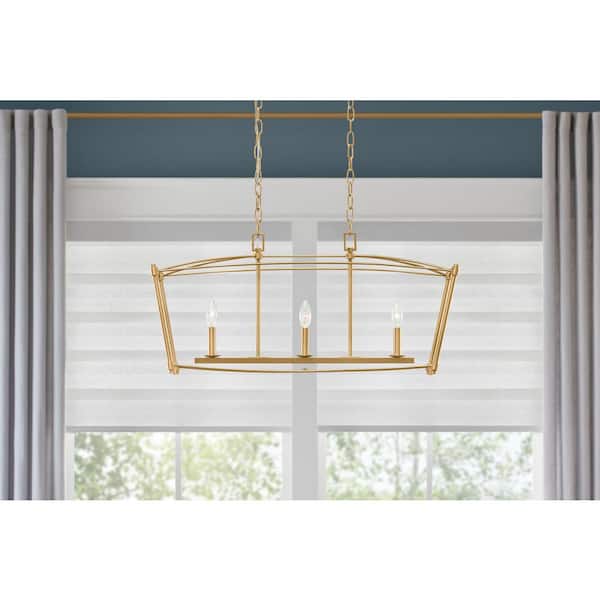 Home Decorators Collection Marston 3-Light Brushed Gold Chandelier