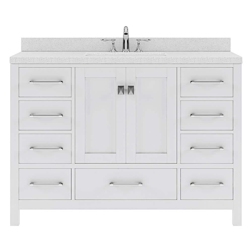 Virtu USA Caroline Avenue 48 in. W Bath Vanity in White with Quartz