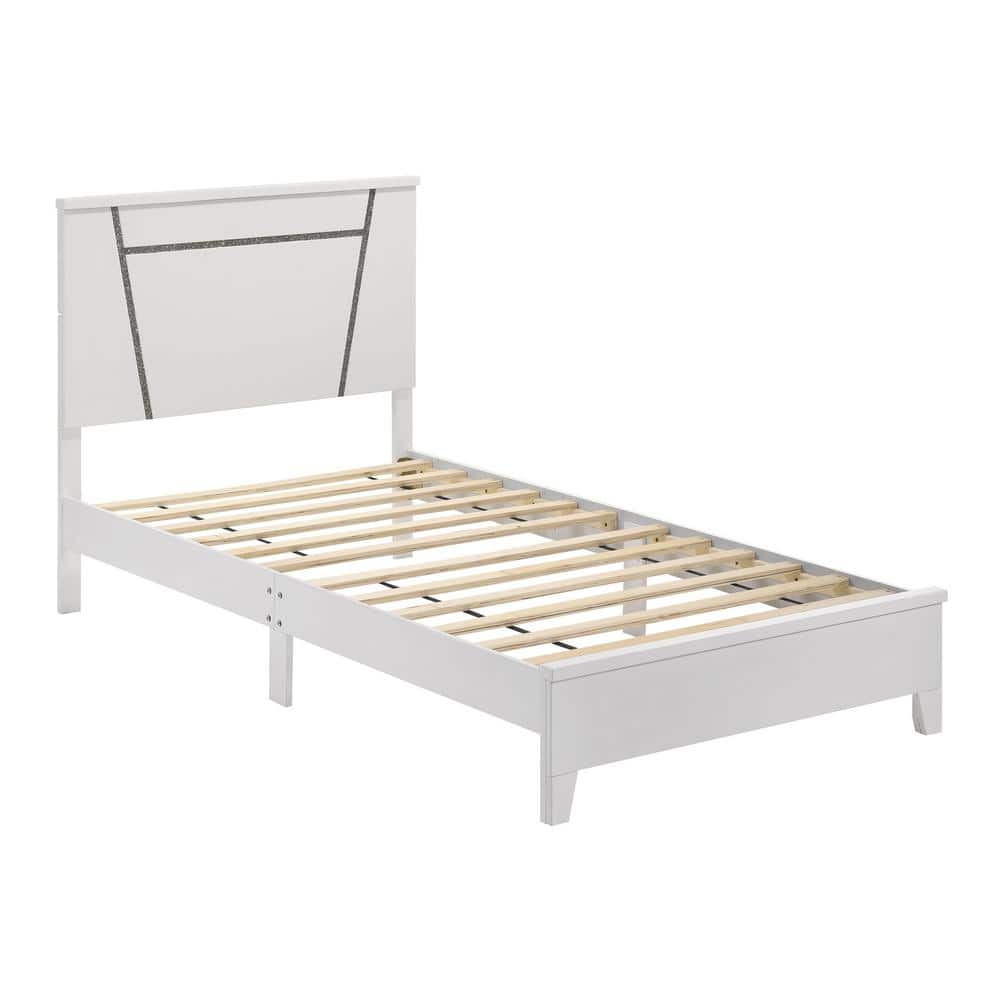 Crossing 41.75 in. W White Twin Solid Wood Frame Platform Bed