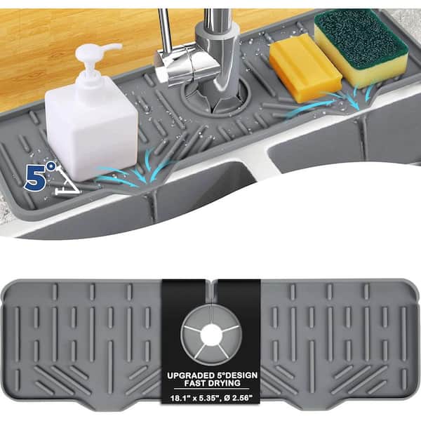 Faucet Drain Pad Super Soft Protective Silicone Faucet Splash Catcher Sink  Water Drain Mat Kitchen Supplies-Black
