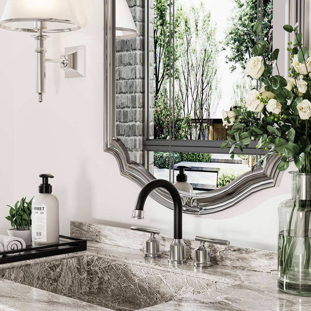 8 in. Widespread Double Handle Bathroom Faucet in Brushed Nickel and Black