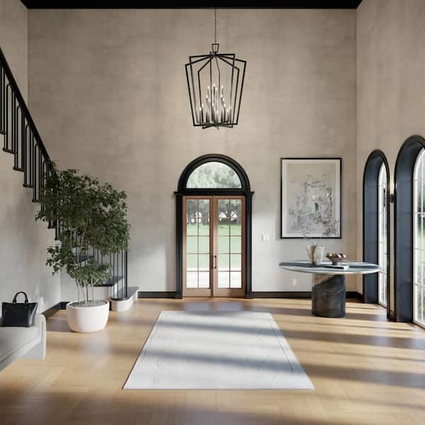 Abbotswell 49 in. 16-Light Black Traditional Candle Foyer Pendant Hanging Light