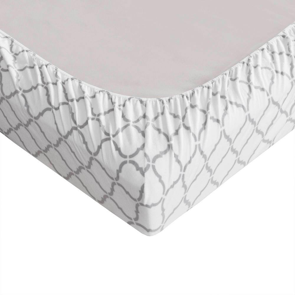 Twin Grey Geo Microfiber Flannel Sheet Set