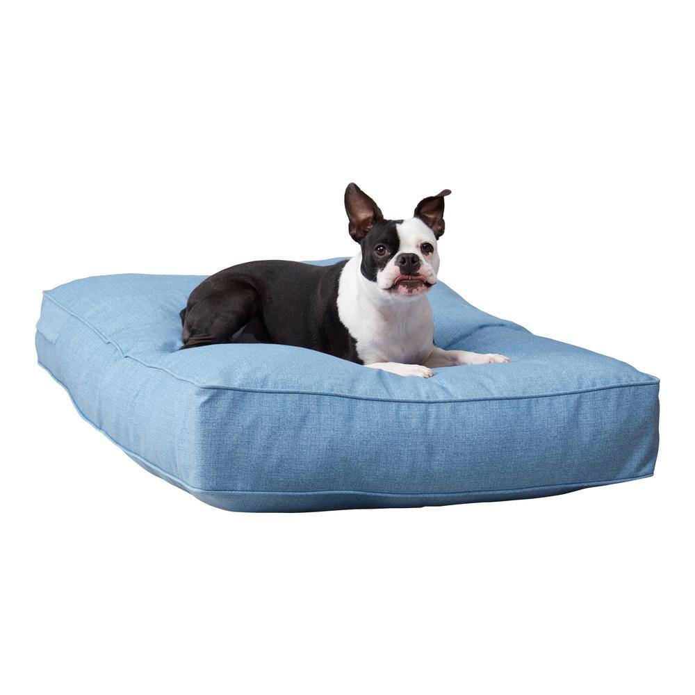 Medium Denim Polyester Outdoor Pillow Style Dog Bed