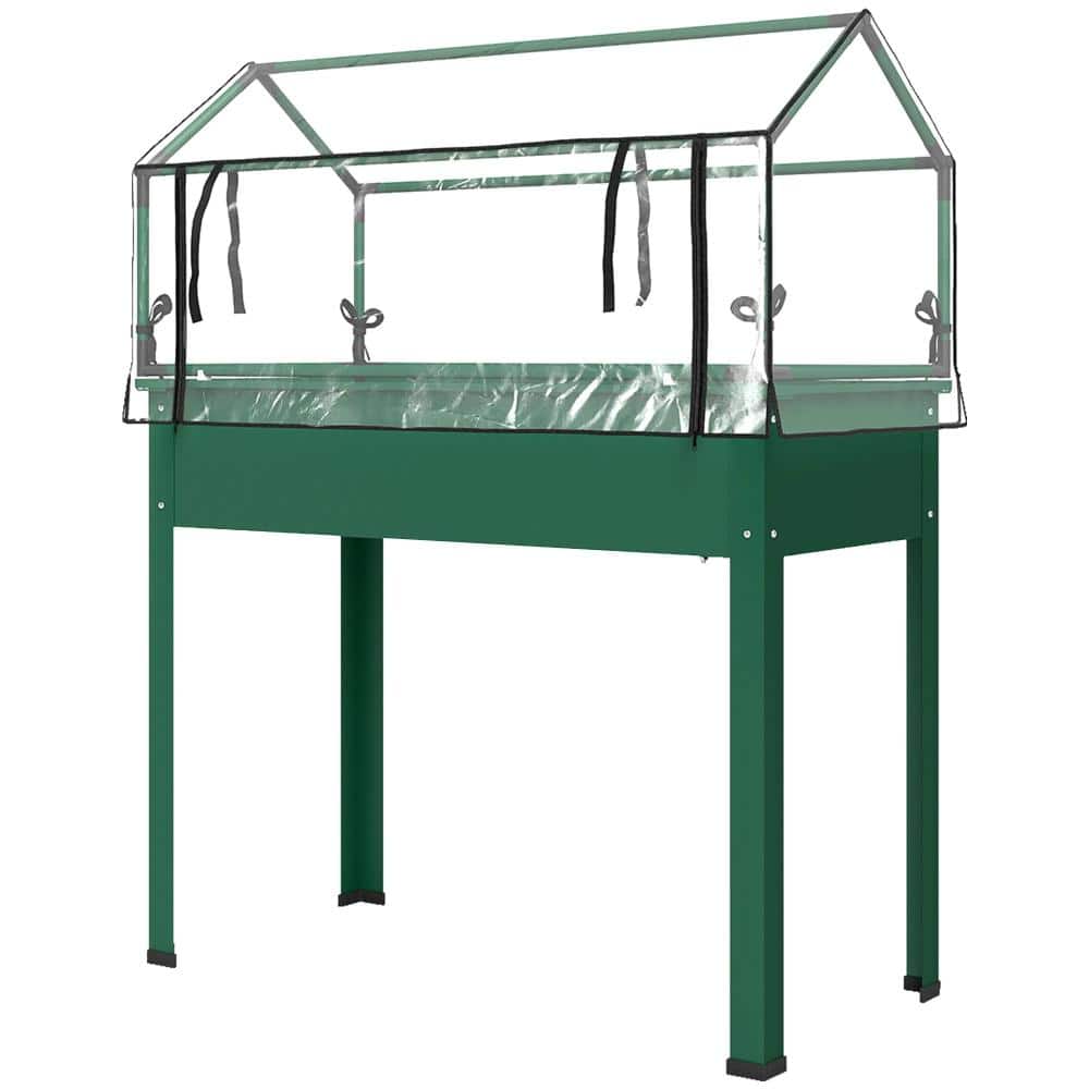 39.4 in. x 18.9 in. x 48.8 in. Elevated Raised Garden Bed with Greenhouse Cover, Legs & Drainage Hole, Green price history on PriceWatchPro