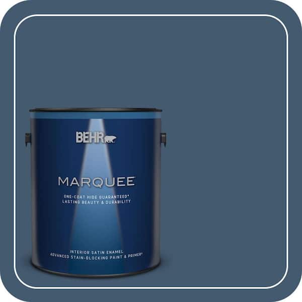BEHR MARQUEE 1 gal. #S500-7 Infinite Deep Sea One-Coat Hide Satin Enamel Interior Paint & Primer