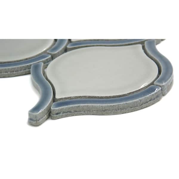 Diva Athena 10.28 in. x 11.5 in. Arabesque Glossy Ceramic Mosaic Tile (16.28 sq. ft./Case)