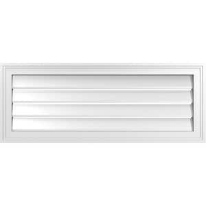 36 in. x 14 in. Vertical Surface Mount PVC Gable Vent: Functional with Brickmould Frame