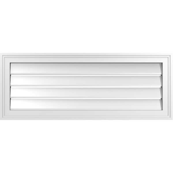 Ekena Millwork 36 in. x 14 in. Vertical Surface Mount PVC Gable Vent: Functional with Brickmould Frame