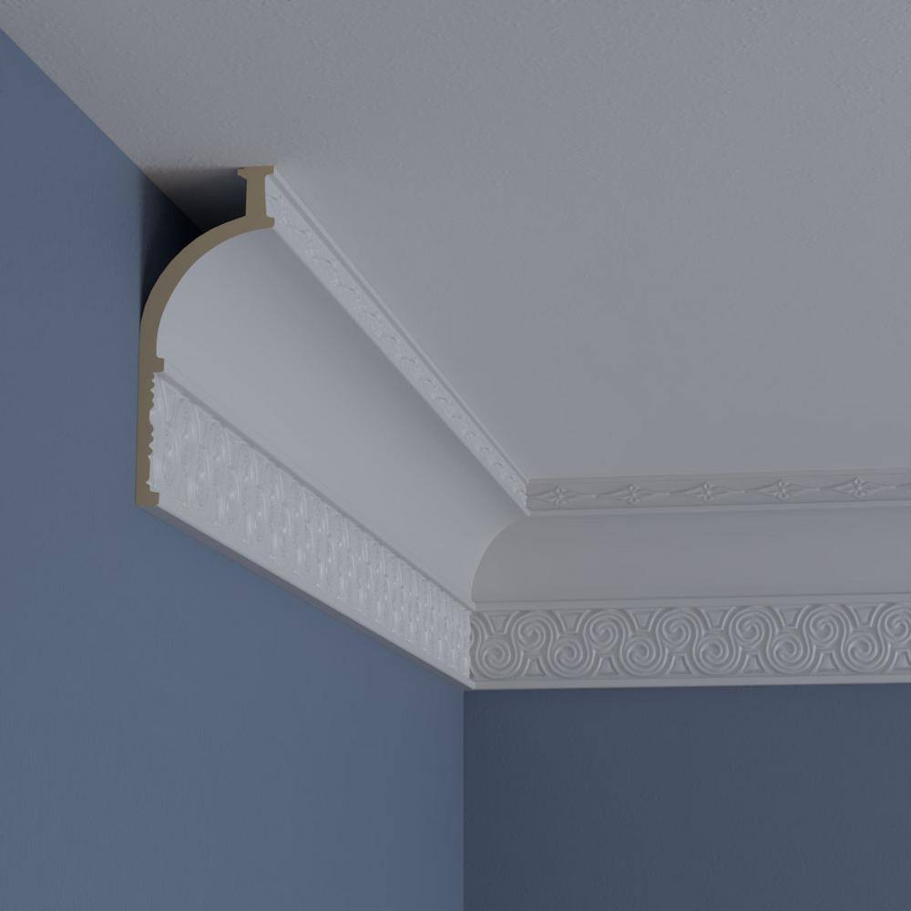 Primed White Polyurethane Geometric Crown Moulding Sample