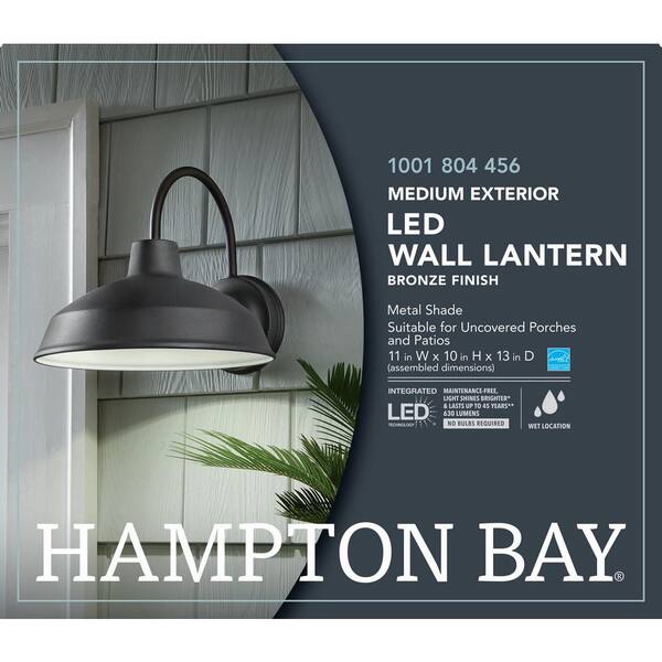 Hampton Bay Bronze Outdoor LED Wall Lantern Sconce