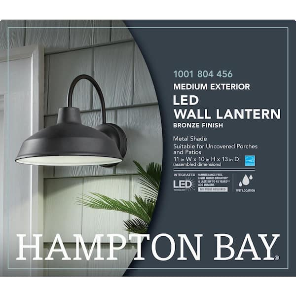 Hampton Bay Brown Small Wood Lantern with Metal Top DC14-11768