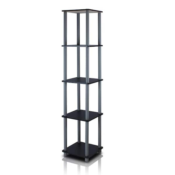 Furinno 57.6 in. Black/Gray Plastic 5-shelf Corner Bookcase with Open Storage
