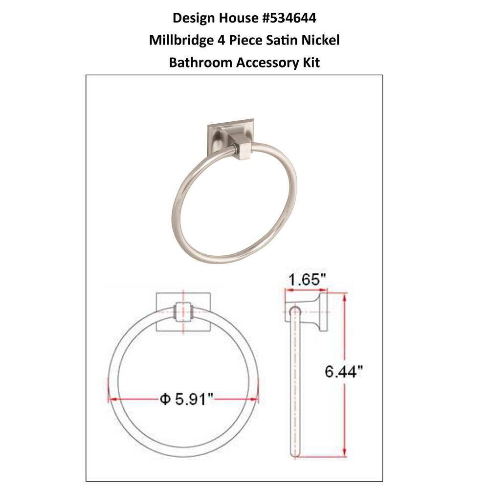 Satin Nickel 4-Piece Bathroom Accessory Kit with Towel Bar
