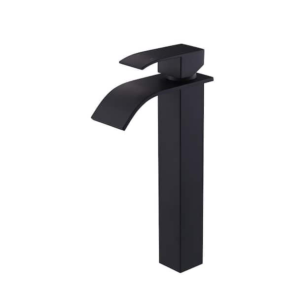 ALEASHA Single Handle Single Hole Bathroom Faucet with Drain Kit Included in Matte Black