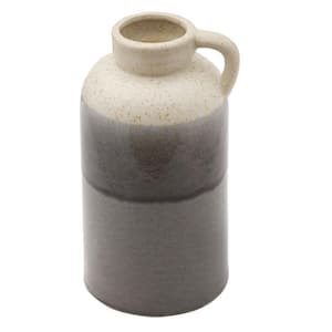 Gray Fade Ceramic Vase with Handle, for Use with Dried or Faux Flowers, 5.91x5.71x6.5 Inch