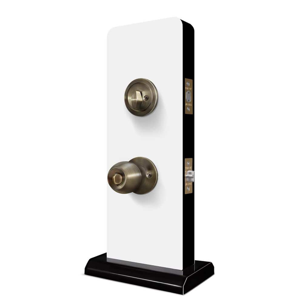 Antique Brass Single Cylinder Deadbolt Entry Knob Set