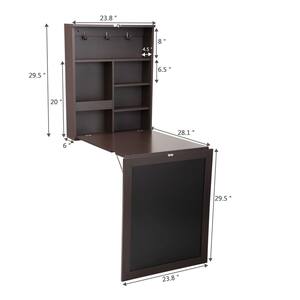 23.8 in. x 58.9 in. Brown Floating Wall Mounted Table