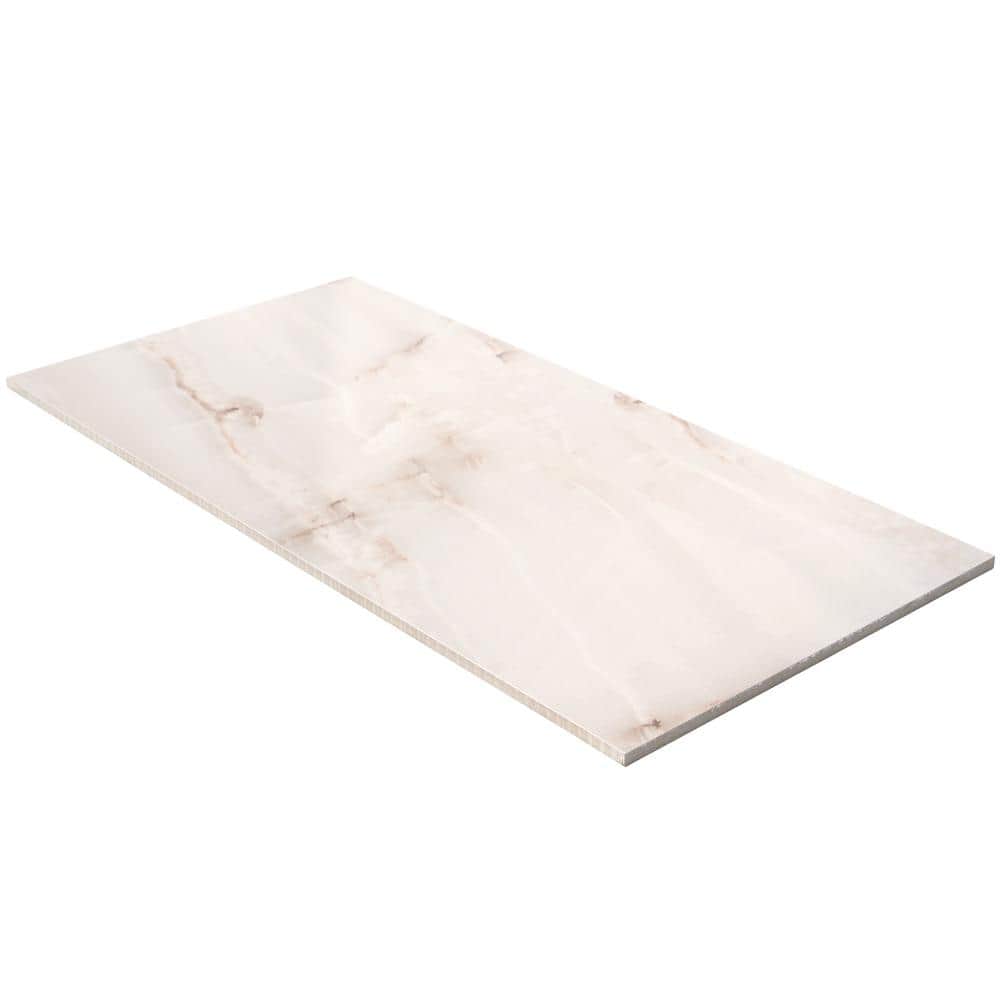 Essential 12" x 24" Polished Beige Porcelain Wall Tile