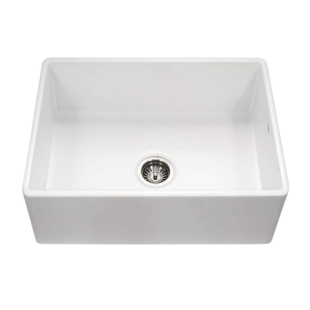 Elegant Farmhouse 30" White Fireclay Undermount Single Bowl Kitchen Sink