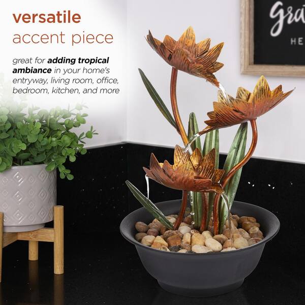 Alpine Corporation 13 in. H Indoor Multi-Tier Metal Lotus