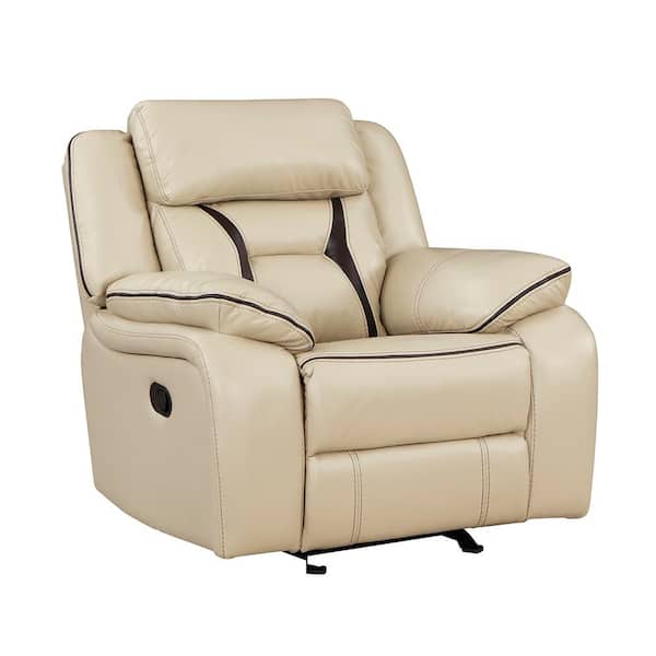 Lazzara Belmont Beige Faux Leather Manual Glider Recliner