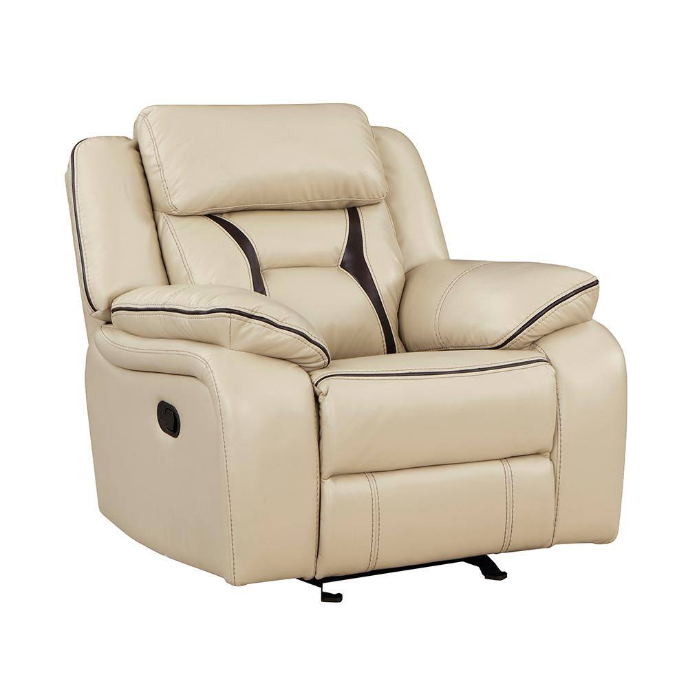 Belmont Beige Faux Leather Manual Glider Recliner 8229NBE1 The Home