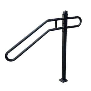 31.5 in. 9.5 in. L x 35.5 in. H SinglePost WroughtIronHandrails OutdoorStairRailing for 3Steps Garage EntrancePorchBlack