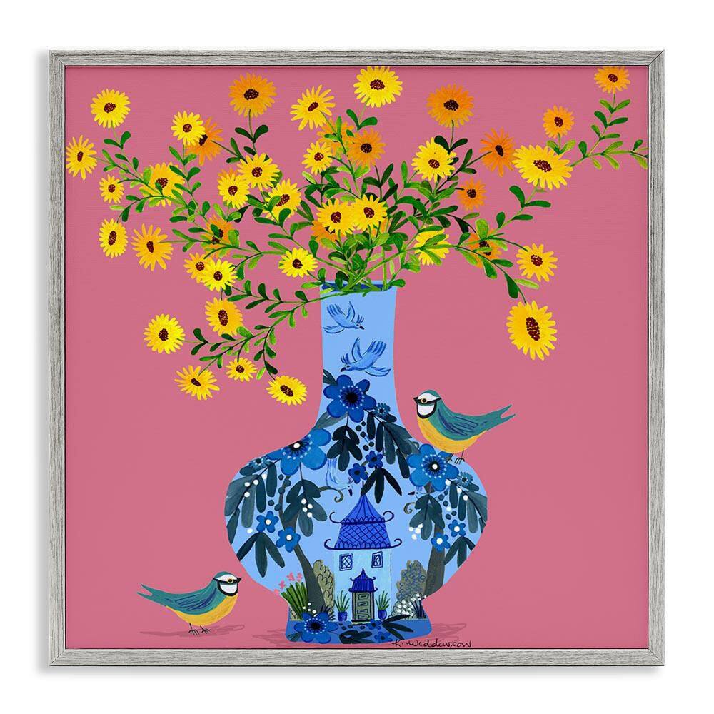 Ornate Vase with Daisies by Kay Widdowson Gray Framed Nature Giclee Art Print 24 in. x 24 in. price history on PriceWatchPro
